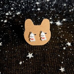 Custom Pochacco (Red Shirt) Hypoallergenic Stainless Steel Post Earrings